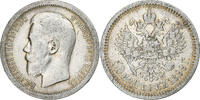 Russland 50 Kopeks Nicholas II, St. Petersburg, Silber, SS, KM:58.2 -