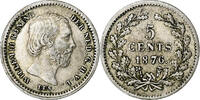 Niederlande 5 Cents Münze, William III, SS+, Silber, KM:91 -