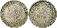 Niederlande 10 Cents Münze, Wilhelmina I, SS+, Silber, KM:116 -