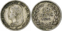 Niederlande 10 Cents Wilhelmina I, Silber, SS+, KM:116 -