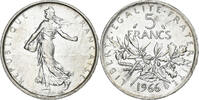 Frankreich 5 Francs Münze, Semeuse, Paris, UNZ, Silber, KM:926 -