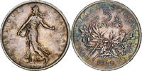 Frankreich 5 Francs Münze, Semeuse, VZ, Silber, KM:926, Gadoury:770 -