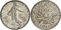 Frankreich 5 Francs Münze, Semeuse, Paris, SS+, Silber, KM:926 -
