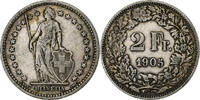 Schweiz 2 Francs Bern, SS, Silber, KM:21 -