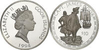 10 Dollars 1994 FM Cookinseln Elizabeth II, Franklin Mint, BE, Silber, UNZ UNZ