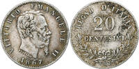 Italien 20 Centesimi Vittorio Emanuele II, Torino, Silber, S+, KM:13.2 -