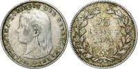 Niederlande 25 Cents Münze, Wilhelmina I, S+, Silber, KM:115 -