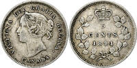 Kanada 5 Cents Victoria, Silber, SS, KM:2 -