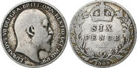 Großbritannien 6 Pence Edward VII, Silber, S+, KM:799 -