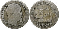 Danish West Indies 5 Cents Münze, Frederik VII, Copenhagen, S, Silber -