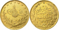 Türkei 100 Kurush Münze, Muhammad V, Qustantiniyah, SS+, Gold -