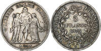 Frankreich 5 Francs Münze, Hercule, Bordeaux, SS+, Silber, KM:820.2 -