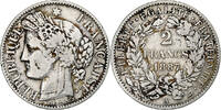 Frankreich 2 Francs Münze, Cérès, Paris, S+, Silber, KM:817.1 -