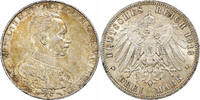 Deutsch Staaten 3 Mark PRUSSIA, Wilhelm II, Berlin, Silber, VZ, KM:535 -