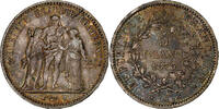 Frankreich 5 Francs Münze, Hercule, Paris, SS+, Silber, KM:820.1 -