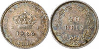 Portugal 50 Reis Münze, Luiz I, VZ+, Silber, KM:506.2 -