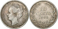 Niederlande 10 Cents Münze, Wilhelmina I, SS, Silber, KM:136 -