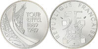 Frankreich 5 Francs Münze, Paris, BE, STGL, Silber, KM:968a -