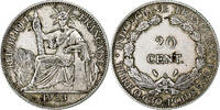 French Indochina 20 Cent Indochine, Paris, Silver, Lecompte #223, 5.43 -