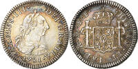 Mexiko 1/2 Réal Münze, Charles III, Mexico City, VZ, Silber, KM:69.2 -
