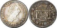 Mexiko 1/2 Réal Münze, Charles III, Mexico City, VZ, Silber, KM:69.2 -