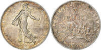 Frankreich 2 Francs Münze, Semeuse, Paris, SS+, Silber, KM:845.1 -
