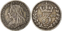 Großbritannien 3 Pence Victoria, Silber, SS, KM:777 -