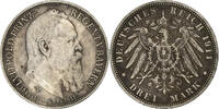 Deutschland 3 Mark Kingdom of Bavaria, Otto, Munich, Silber, SS, KM:998 -