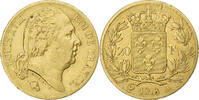 Frankreich 20 Francs Münze, Louis XVIII, Paris, SS+, Gold, KM:712.1 -