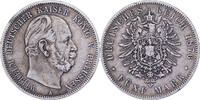 Deutsch Staaten 5 Mark PRUSSIA, Wilhelm I, Berlin, Silber, SS, KM:503 -