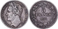 Belgien 5 Francs Leopold I, Brussels, Tranche A, Silber, SS, KM:3.1 -