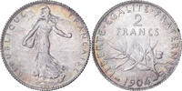 Frankreich 2 Francs Münze, Semeuse, Paris, SS+, Silber, Gadoury:532 -
