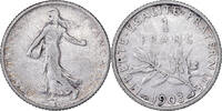 Frankreich Franc Münze, Semeuse, S, Silber, KM:844.1, Gadoury:467 -