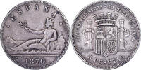 Spanien 5 Pesetas Provisional Government, Madrid, Silber, SS, KM:655 -