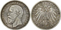 Deutsch Staaten 5 Mark Münze, BADEN, Friedrich I, Karlsruhe, SS,KM 268 -