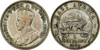 British East Africa Shilling Münze, EAST AFRICA, George V, SS, Silber, KM:21 -