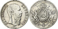 Mexiko Peso Münze, Maximilian, Mexico City, S, Silber, KM:388.1 -