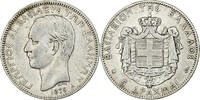 Griechenland 5 Drachmai George I, Paris, Silber, S+, KM:46 -