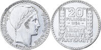 Frankreich 20 Francs Münze, Turin, Paris, VZ, Silber, KM:879 -