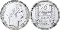 Frankreich 20 Francs Turin, Paris, Rameaux longs, Silber, VZ -