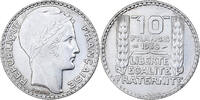 Frankreich 10 Francs Münze, Turin, Paris, VZ, Silber, KM:878 -