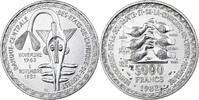 West African States 5000 Francs Silber, VZ, KM:11 -