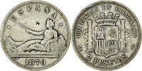 Spanien 2 Pesetas Münze, Provisional Government, Madrid, S, Silber -