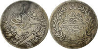 Ägypten 10 Qirsh Münze, Abdul Hamid II, Misr, S+, Silber -