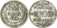 Tunesien 20 Francs Ahmad Pasha Bey, Paris, Silber, S+, KM:263 -