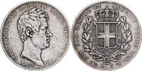 Italien Staaten 5 Lire SARDINIA, Carlo Alberto, Genoa, Silber, S -