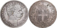 Italien 5 Lire Münze, Umberto I, Rome, Ottawa, SS, Silber, KM:20 -