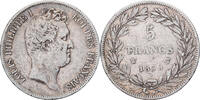 Frankreich 5 Francs Münze, Louis-Philippe, Lille, S+, Silber, KM:737.4 -