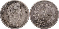 Frankreich 1/4 Franc Louis-Philippe, Lille, Silber, S+, Gadoury:355 -