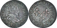 Frankreich Double Tournois Münze, Louis XIII, Double tournois, buste enfantin, Double -